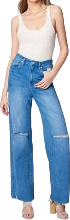 Blank NYC The Franklin Ribcage Wide Leg Straight Jeans In Sunset Rider