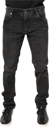 Dolce & Gabbana Grijze Gewassen Skinny Denim Jeans - Heren - Slim Fit Jeans - Grijs - XL - Denim - Jeans
