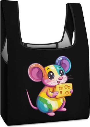 Generic Hand Cheese Pet Colorful Rats Shopping Bag Reusable Grocery Tote Bag Foldable Handbag for Travel Picnic
