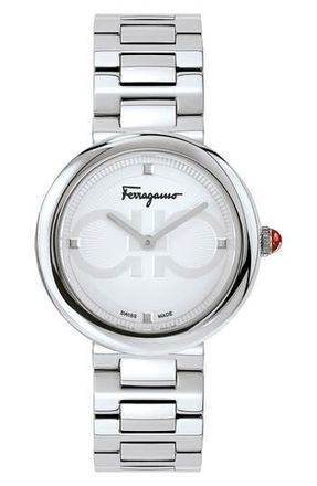 Ferragamo Salvatore Ferragamo Chic Bracelet Watch, 32mm in Silver at Nordstrom Rack