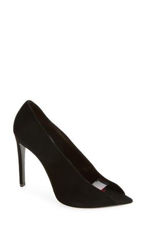 Valentino Garavani Open Toe R&eacute;v&eacute;l&eacute; Suede Pump in Black at Nordstrom, Size 10.5Us