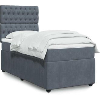 vidaXL Cama Box Spring Con Colch&oacute;n Terciopelo Gris Oscuro 100x200 Cm Vidaxl