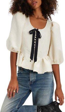Free People Pamela Embroidered Bow Crop Top in White Alyssum at Nordstrom Rack, Size X-Large
