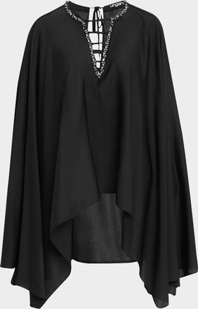 Emanuel Ungaro Aida Crystal-Embellished Cape Blouse