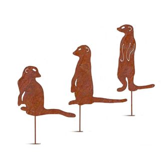 OEM Estatuas De Jard&iacute;n De Metal, Animales Oxidados, - 3 Suricatas