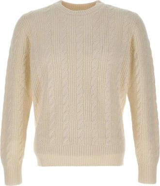 KANGRA Pullover met kabelpatroon en ronde hals - Heren - Ronde hals truien - Wit - 2XL - Katoen - Truien & Vesten