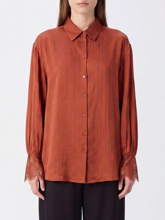 Twinset Viscose Shirt with Lace Inserts and Flared Cuffs