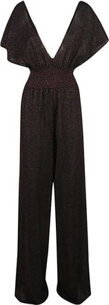 Circus Hotel Bruine Lurex Viscose Mix Wijde Hals Jurk - Dames - Jumpsuits - Bruin - M - Jumpsuits & Playsuits