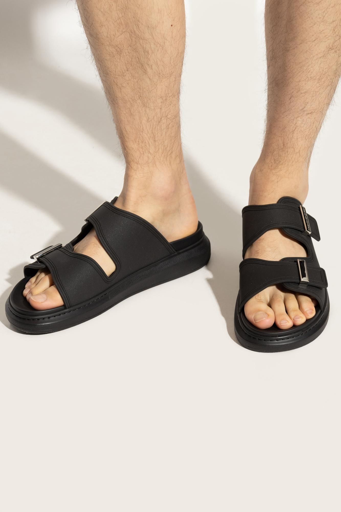 Unisex Alexander McQueen Black Leather Suola Slides – Fits Men’s US 6 Men main image 2