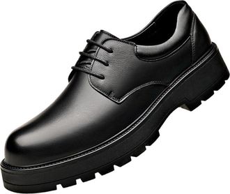 Generic Mens Full Grain Leather Dress Shoes Grain Leather Business Oxfords Slip Resistant Rubber Sole Lace Up Formal Shoes Office Shoes for Men(7.5) Black