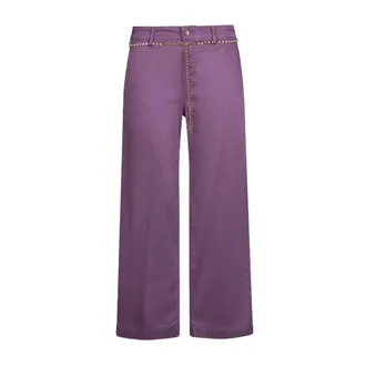 Liu Jo Wide Trousers, female, Purple, Size: W26 Pantaloni flare a vita alta