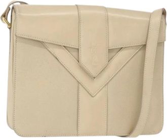 Saint Laurent Pre-owned Cross Body Bags, female, Beige, Size: ONE SIZE Pre-owned Leather Shoulder Bag