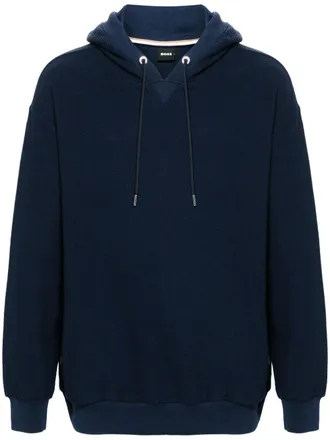 BOSS boucl&eacute; cotton hoodie - men - Cotton - L - Blue