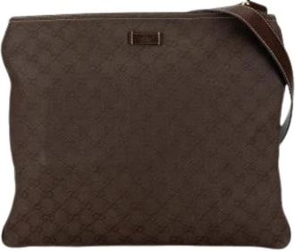Gucci Pre-owned Canvas Crossbody Bag - Dames - Vintage Schoudertas - Bruin - ONE Size - Leer - Vintage