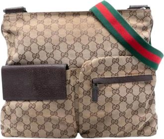 Gucci Pre-owned Cross Body Bags, female, Beige, Size: ONE SIZE Pre-owned Vintage Canvas Crossbody Bag