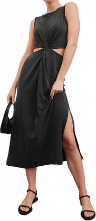 Beyond Yoga Around The World Front Twist Midi Dress In Black