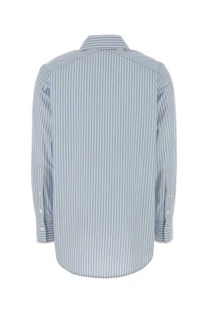 Woolrich Womens Embroidered Poplin Shirt Biancoblu Exterior: Cotton Camicie