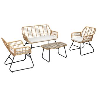 Happy Garden Happy Garden - Conjunto De Muebles De Jard&iacute;n Tiga De Resina Tejida 4 Plazas Cojines Crema