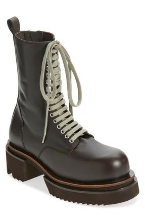 Rick Owens Bogun Platform Lace-Up Boot in Dark Dust at Nordstrom, Size 10Us