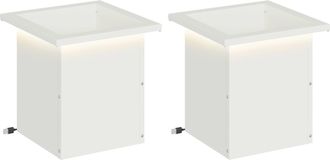 vidaXL Jardinera Para Jard&iacute;n Con Luces Led 2 Uds. Blanco Vidaxl