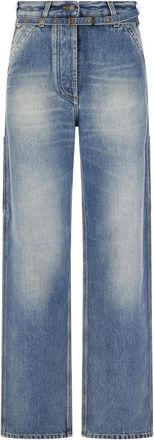 Dries Van Noten Jeans met waseffect en riem - Dames - Jeans - Blauw - Maat: W26 Katoen