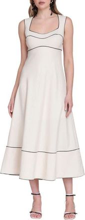 Avec Les Filles Contrast Pipe Midi Dress in Cream at Nordstrom, Size 12