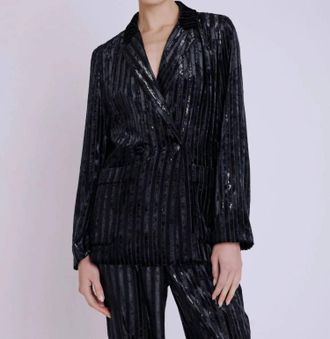 BERENICE Valindra Blazer In Stripe Burnout Black