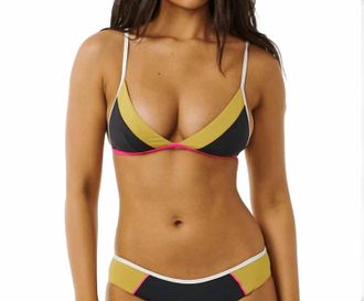 Rip Curl Hibiscus Heat Splice Tri Swimwear In Washed Black
