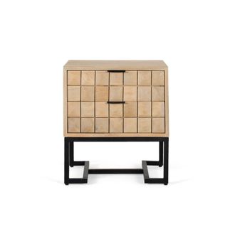 Giner&Colomer Mesita de noche hecha a mano en madera de mango con vetas naturales