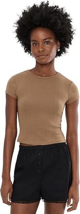 Free People Wait A Minute Baby T-Shirts Womens Clothing Antique Bronze : LG (Womens 12-14), Cotton/Polyester