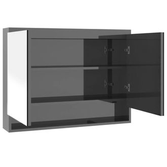 Berkfield Home Bathroom Mirror Cabinet 80x15x60 cm MDF Shining Grey | Size: 80 x 15 x 60 cm