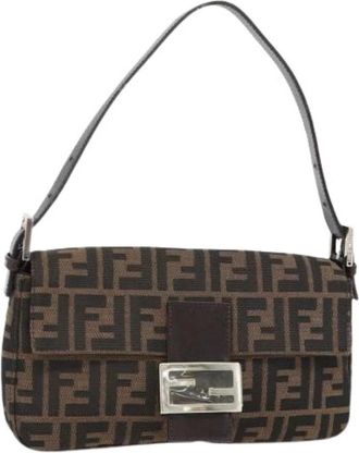 Fendi Pre-owned Zucca Canvas Shoulder Bag - Dames - Vintage Schoudertas - Bruin - ONE Size - Leer - Vintage