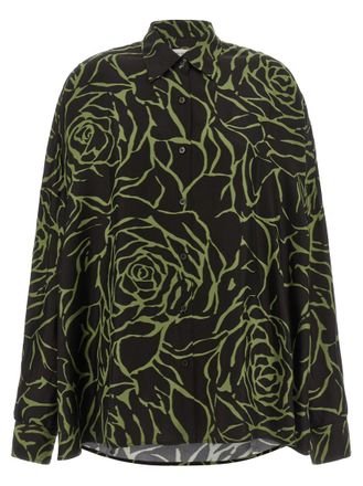 Dries Van Noten Black Oversized Floral Shirt