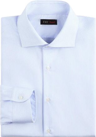 Fay French Collar Travel Shirt - Heren - Zakelijke Overhemden - Blauw - 2XL - Katoen - Overhemden