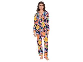 Bedhead Pajamas Long Sleeve Classic Cotton Knit Pajama Set Womens Pajama Sets Bay Street Bloom : LG (US 12-14), Cotton/Down