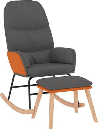 vidaXL Silla Mecedora Con Reposapi&eacute;s Tela Gris Oscuro Vidaxl