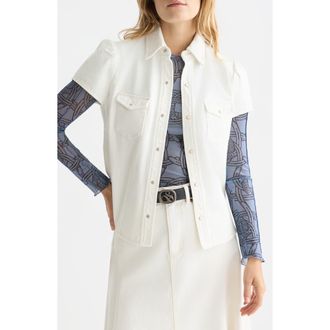 Scotch & Soda Puff Shoulder Denim Shirt in Stardust White at Nordstrom, Size X-Small