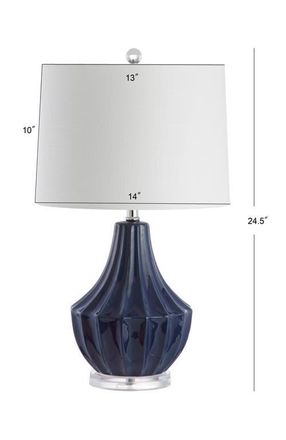 Jonathan Y Designs Tate Ceramic LED Table Lamp in Navy at Nordstrom