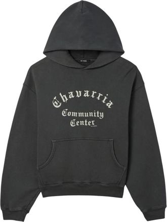 Willy Chavarria Chavarria Community Center Shrunken Pullover Hoodie - Heren - Hoodies - Zwart - M - Katoen - Hoodies & sweatvesten