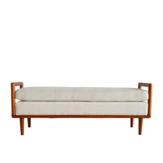 PIB Banco de madera maciza y tejido blanco