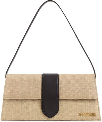 Jacquemus Natural Beige Raffia Le Bambino Long Handbag-Donna