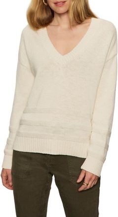 Sanctuary V-Neck Cotton Sweater in Chalk White at Nordstrom, Size Xx-Small