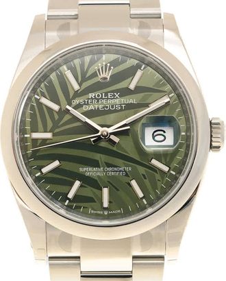 Rolex Datejust 36 Automatic Olive Green Palm Ladies Watch 126200GNSPLMO