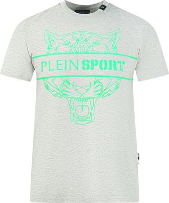 Plein Sport Mens Tigerhead Bold Logo Grey T-Shirt Cotton - Size Small