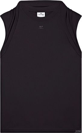 Courrèges draped-detail cotton tank top - men - Cotton - L - Black