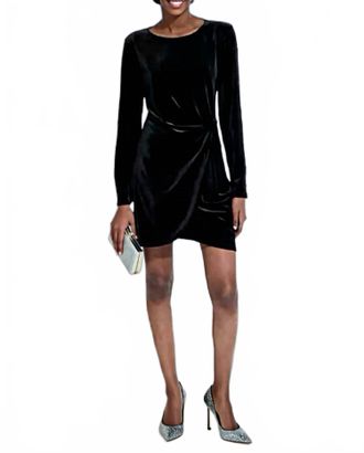 The Kooples Draped Velvet Mini Dress In Bla01
