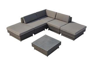 Concept Usine Conjunto de jard&iacute;n rinconera de resina trenzada negra