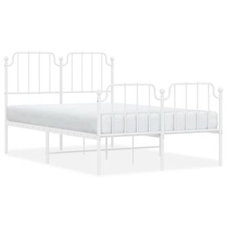 Berkfield Home Metal Bed Frame with Headboard & Footboard White 120x200 cm | Size: Small Double