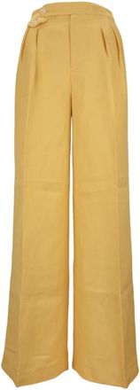 Ralph Lauren Wijde broek - Dames - Wijde Broeken - Geel - M - Linnen - Broeken