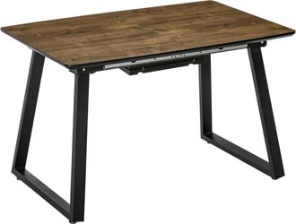 HOMCOM Extendable Dining Table Rectangular Wood Effect Tabletop with Steel Frame | TJ Hughes